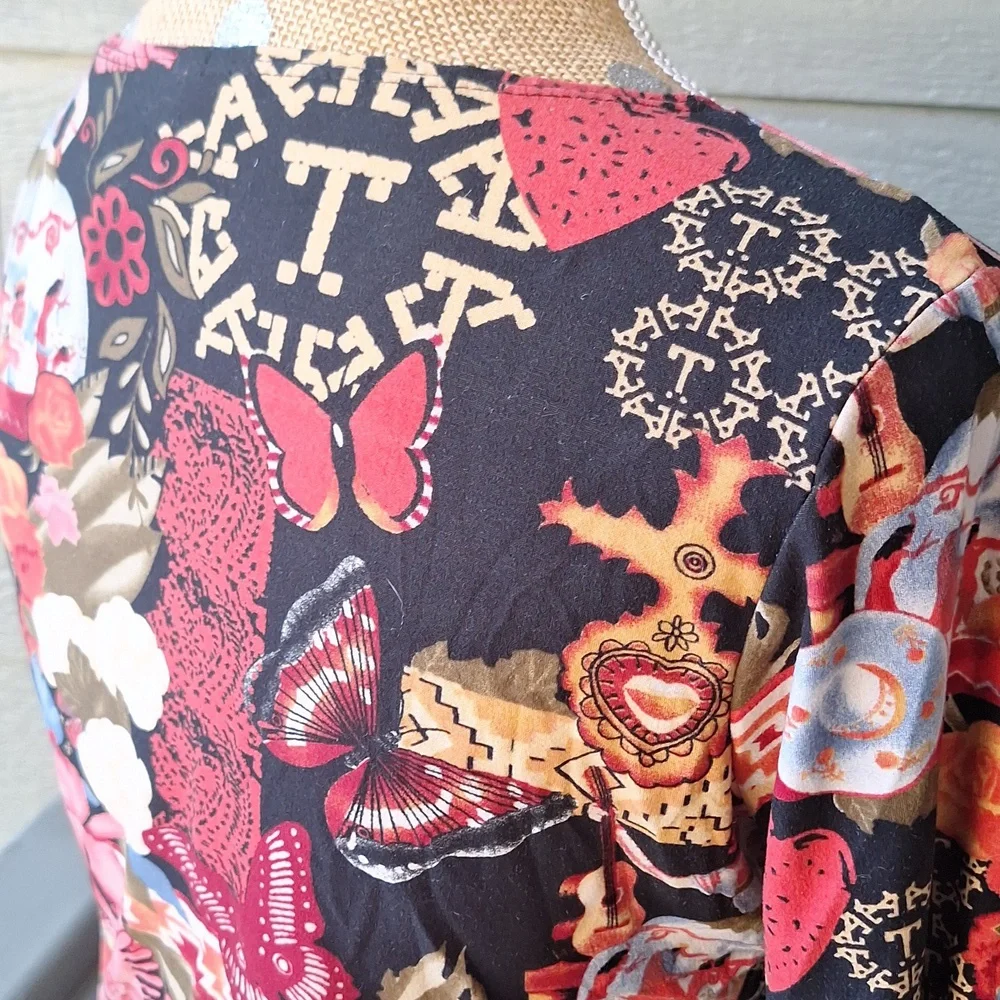 Vintage y2k Thalia Sodi all over print 3/4 top butterflies guitar women small - Picture 8 of 11